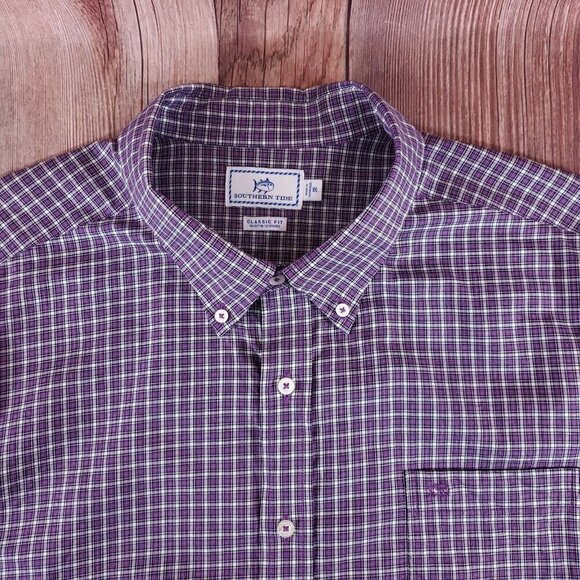 Southern Tide Mens Size XXL Classic Fit Purple Long Sleeve Button Down Shirt - Picture 3 of 12
